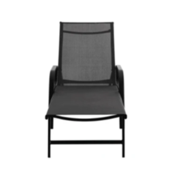 Reposera de Acero Negra con Apoyabrazos